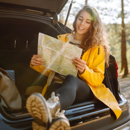 Tourist consulting a map