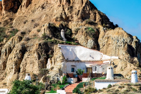 Veduta di una casa grotta di Guadix, Granada, Andalusia