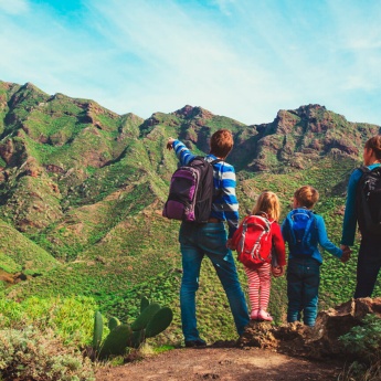 Family hiking in the Canary Islands