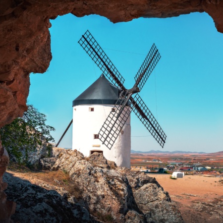 Detalhe dos moinhos de Consuegra, em Toledo, Castilla-La Mancha