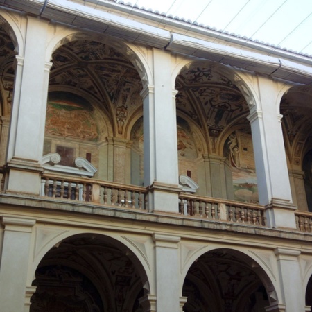 Patio interior del Palacio del Marqués de Santa Cruz, en Viso del Marqués  (Ciudad Real, Castilla-La Mancha)