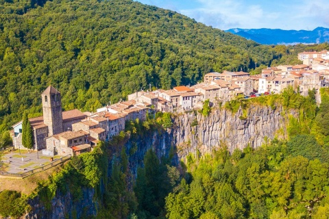 Aerial view of Castellfollit de la Roca. Girona