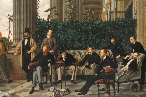 James Tissot, „Der Kreis der Rue Royale“, 1866 Öl auf Leinwand, 175x281 cm. Paris, Musée d'Orsay