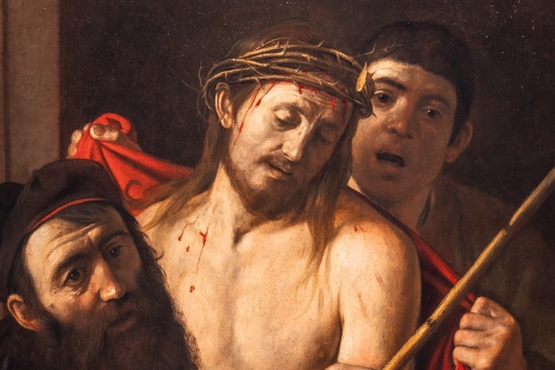 Ecce Homo Caravaggio (Michelangelo Merisi, 1571-1610). Olej na płótnie, 1606-1609. Ze zbiorów prywatnych, w sali nr 8