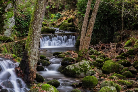 Detalle de río en Hervás, Valle de Ambroz en Cáceres, Extremadura