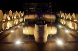 Barrels inside a winery on Madrid's Wine Route