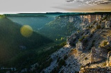 Schlucht des Lobos-Flusses bei Sonnenuntergang