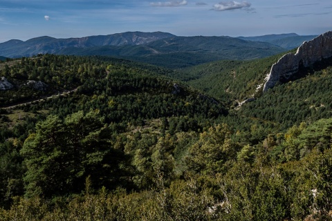 Vue générale du paysage protégé de la Sierra de Santo Domingo, Biel, Saragosse, Aragon