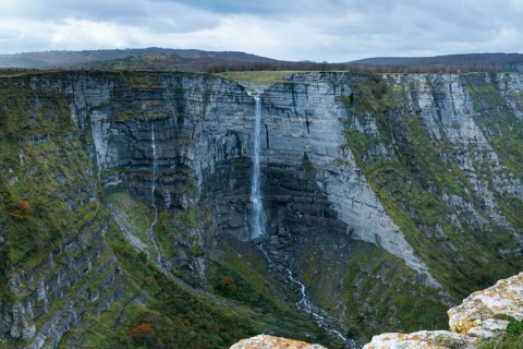 Views of the Nervión River Falls in the Natural Monument of Mount Santiago, Alava, the Basque Country.