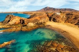 Praia de Papagayo no sul de Lanzarote, Ilhas Canárias