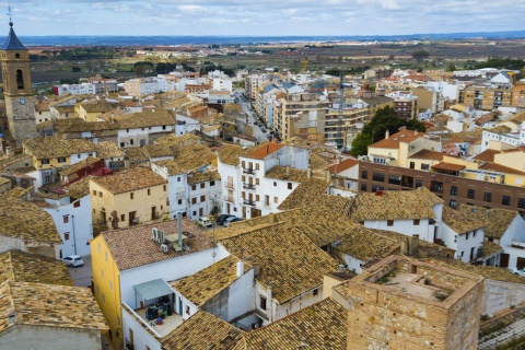 Vista aérea de Requena, em Valência (Comunidade Valenciana)