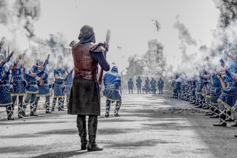 Tireurs chrétiens pendant les festivités des maures et des chrétiens d’Elda, Alicante 