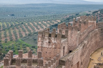Towers of the castle in Baños de la Encina. Jaén