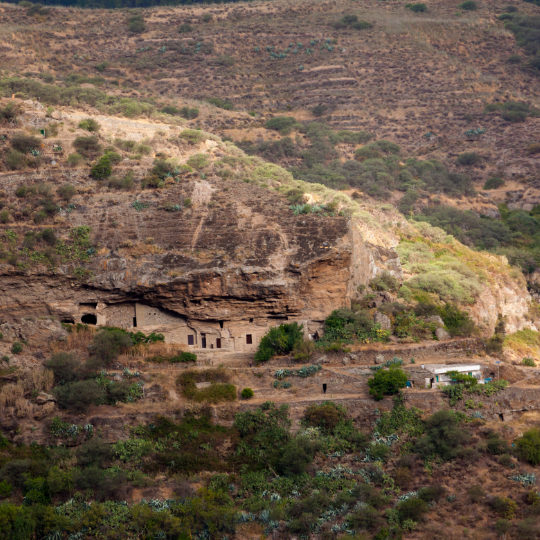 Vista do antigo povoado de Risco Caído, em Gran Canaria (Ilhas Canárias)