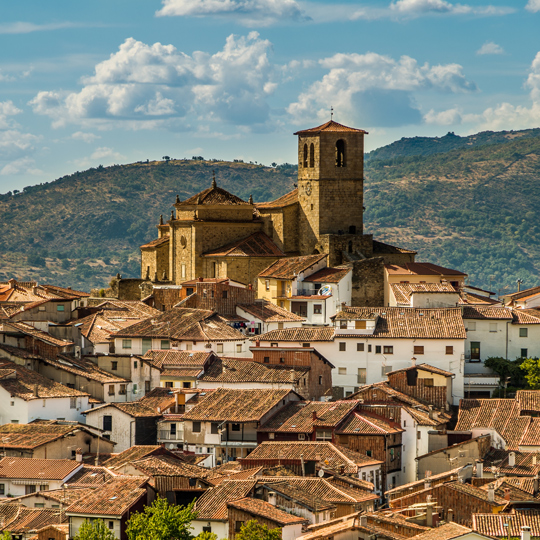 Blick auf Hervás in Cáceres, Extremadura