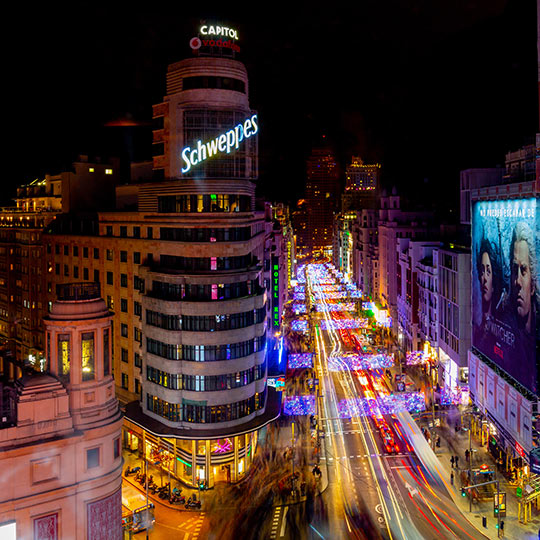 Veduta di Callao e della Gran Vía a Madrid