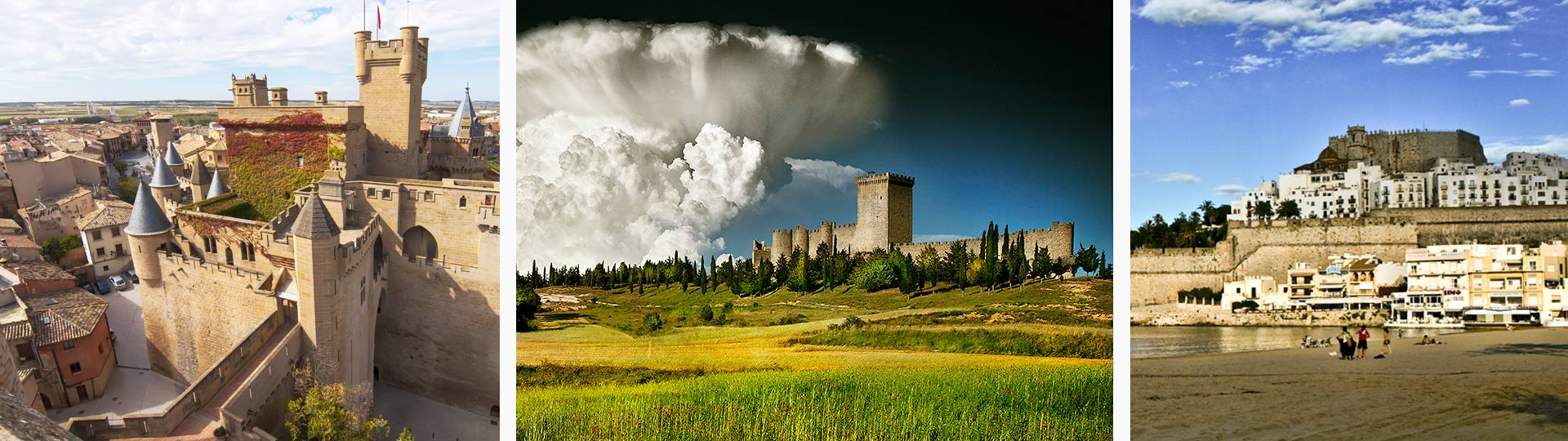 Castelo de Olite (Navarra), Castelo de Peñaranda de Duero (Castilla y León) e Castelo de Peñíscola (Comunidade Valenciana)