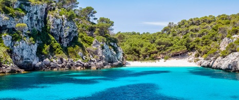 Vue de la Cala Macarelleta à Minorque, îles Baléares