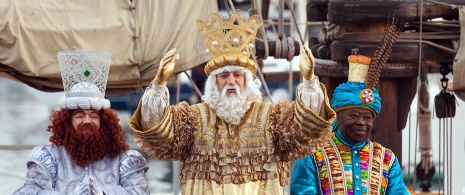 Les Rois mages dans le port de Barcelone