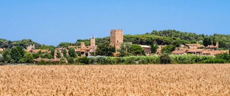 View of the medieval village of Peratallada in Girona, Catalonia.