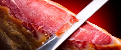 Serrano ham cut by hand