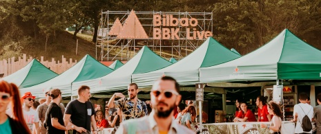 People entering the Bilbao BBK Live in Vizcaya, Basque Country