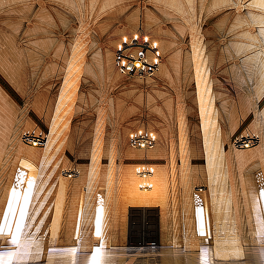 Sala de contratación de la Lonja de la Seda en Valencia