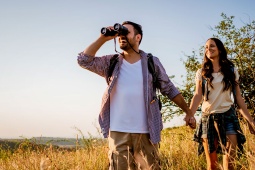 Tourists observing nature