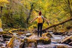 Turista en la selva de Irati, Navarra