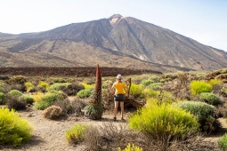 Tourist in the Teide National Park in Tenerife, Canary Islands